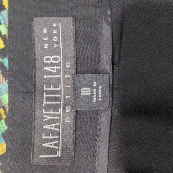 Lafayette 148 Women's Petite Irving Size 10 Black Wool Dress Pant Stretch Taper - Picture 7 of 10